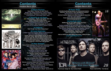 March 2014 Vandala Magazine Contents