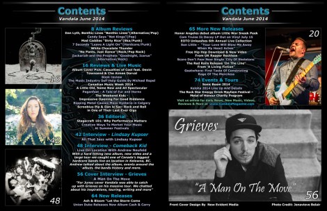 June 2014 Vandala Magazine Contents