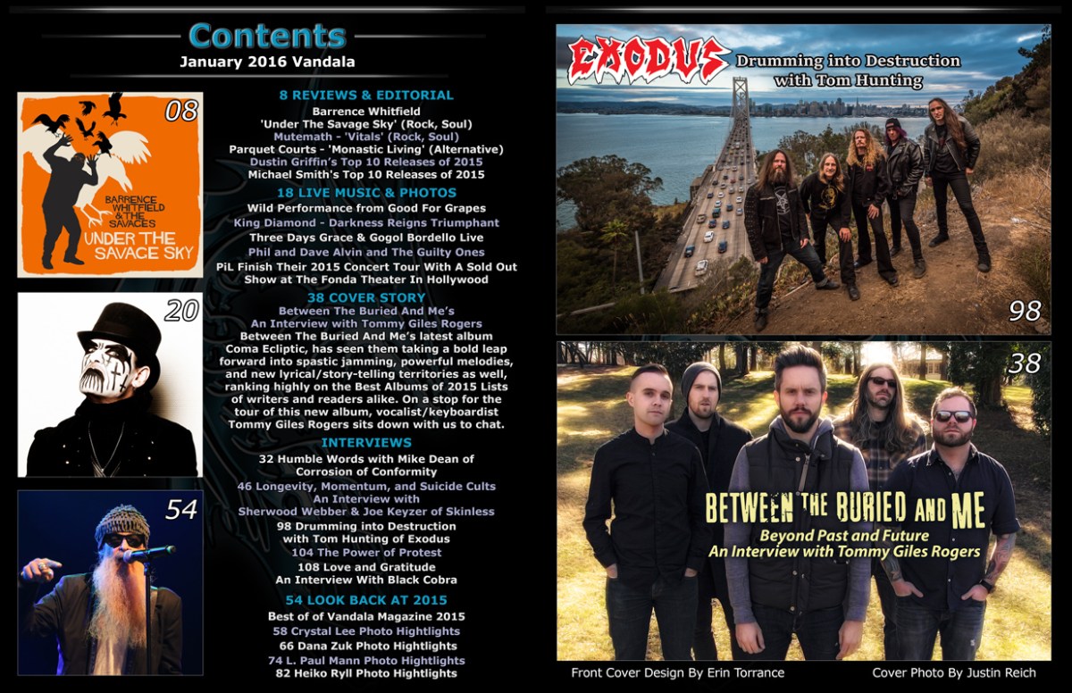 January 2016 Vandala Magazine Contents