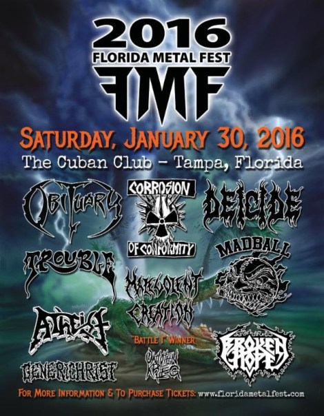 First Annual Florida Metal Fest, Forged By Obituary's John And Donald Tardy, To Commence January 30th, 2016