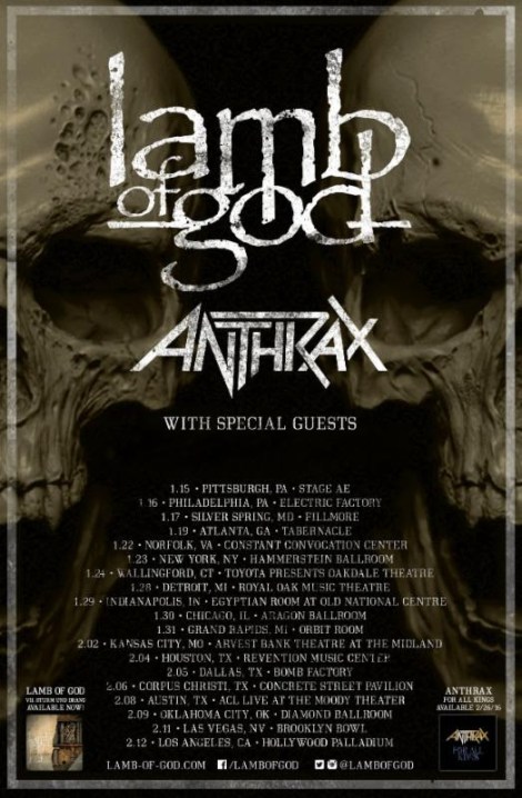 Lamb of God and Anthrax 2016 Tour