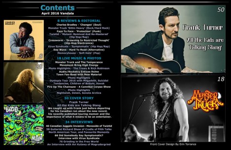 April 2016 Vandala Magazine Contents