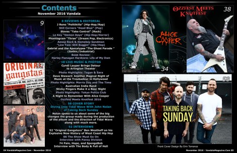 November 2016 Vandala Magazine Contents